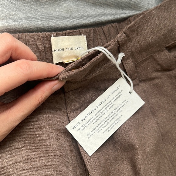 💥LAST CHANCE💥 NWT Laude the Label Hepburn Pleated Trouser Pant - Morel Silk Noil - Picture 14 of 17